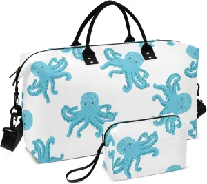 Exnundod Cute Octopus Women Weekender Bags Marine Animal Gym Bags Carry On Overnight Duffle Large Duffle Tote Hospital Bag for Business Trip Yoga