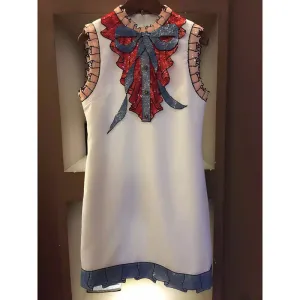 Fashion Summer Runway Dress Women's Sleeveless Luxury Sequined Bow Vintage Mini Dress