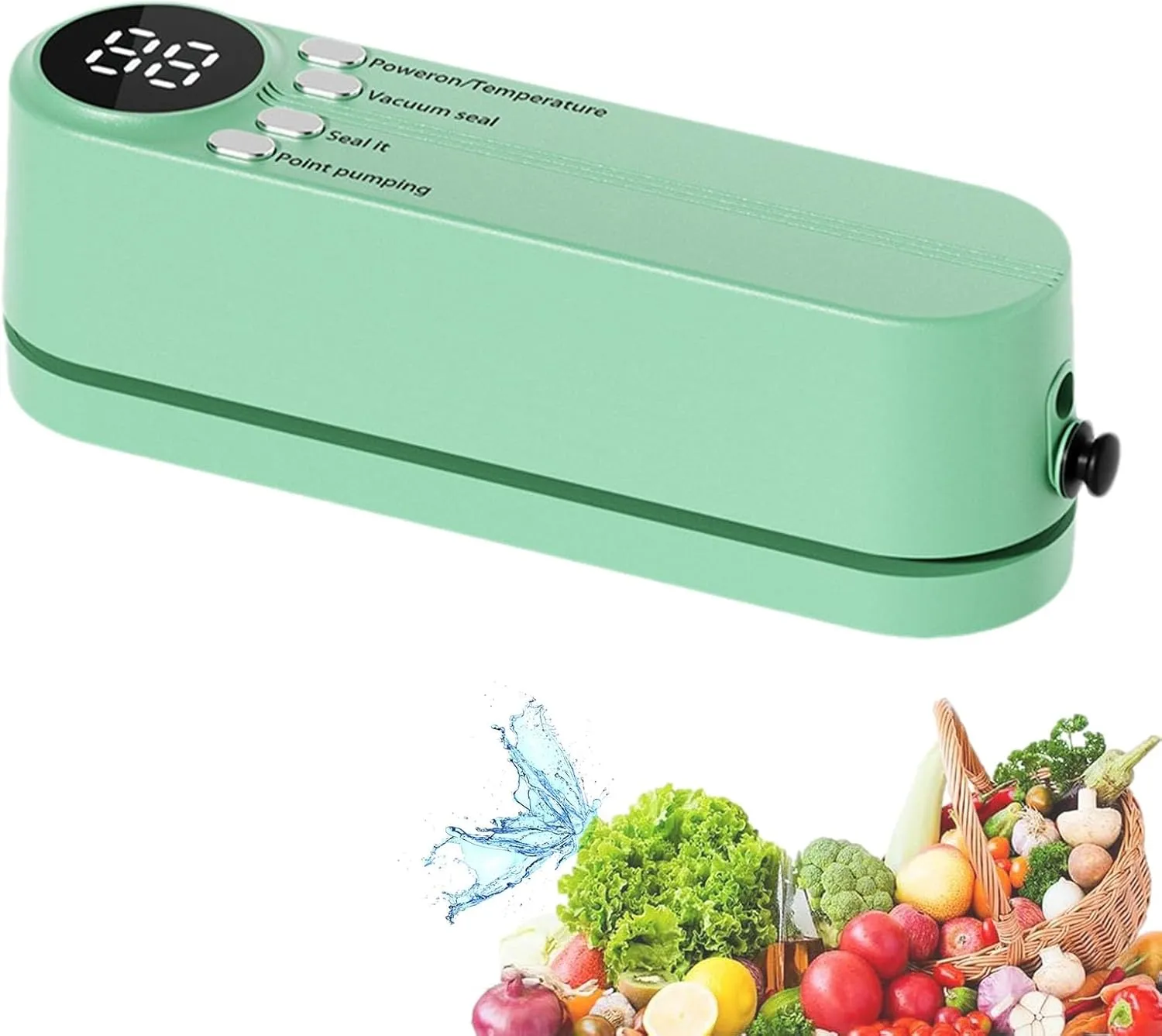 Fast-Compact Mini Cordless Vacuum Sealer, Multi-Functional Mini Wireless Vacuum Sealer for Travel with Digital Countdown Timer (Green)