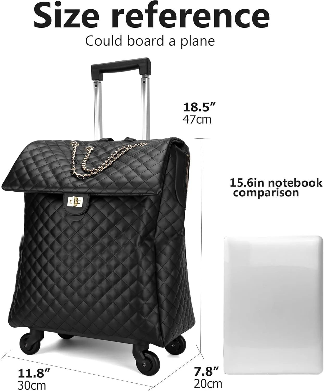 feilario 20in Leather Softside Underseat Carry on Suitcases Travel Duffel Bag with 4-rolling Spinner Wheels