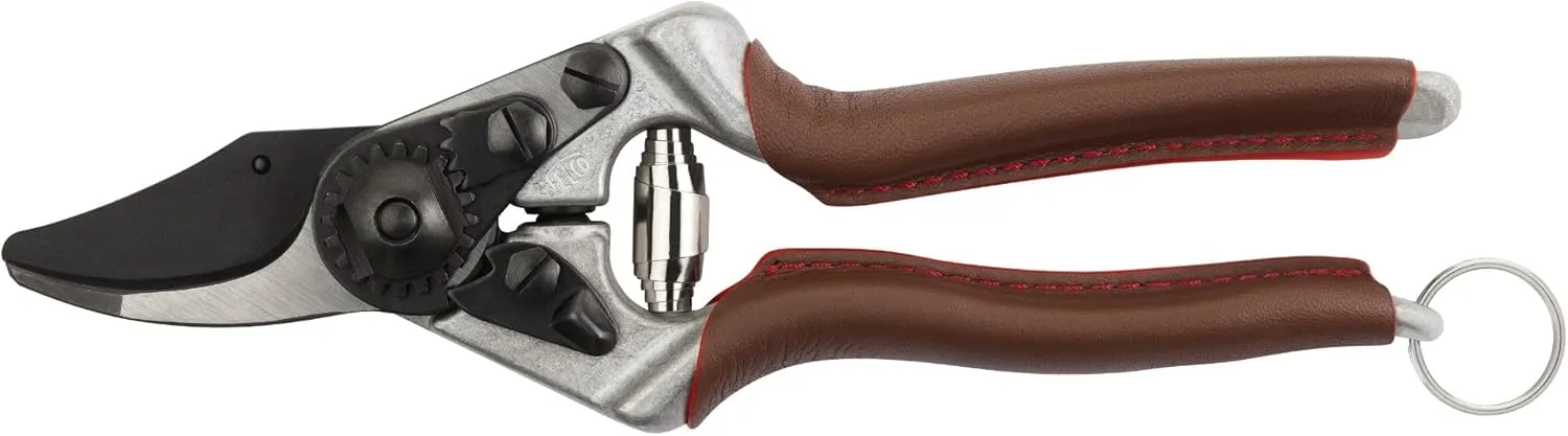 FELCO 6 ELITE Pruning Shears – 7.7" Swiss-Made Garden Clippers with Leather-Wrapped Handle for Medium Right Hands | Hand Pruners for Gardening | Garden Tool Cutter with Bypass Blade, Aluminum Body