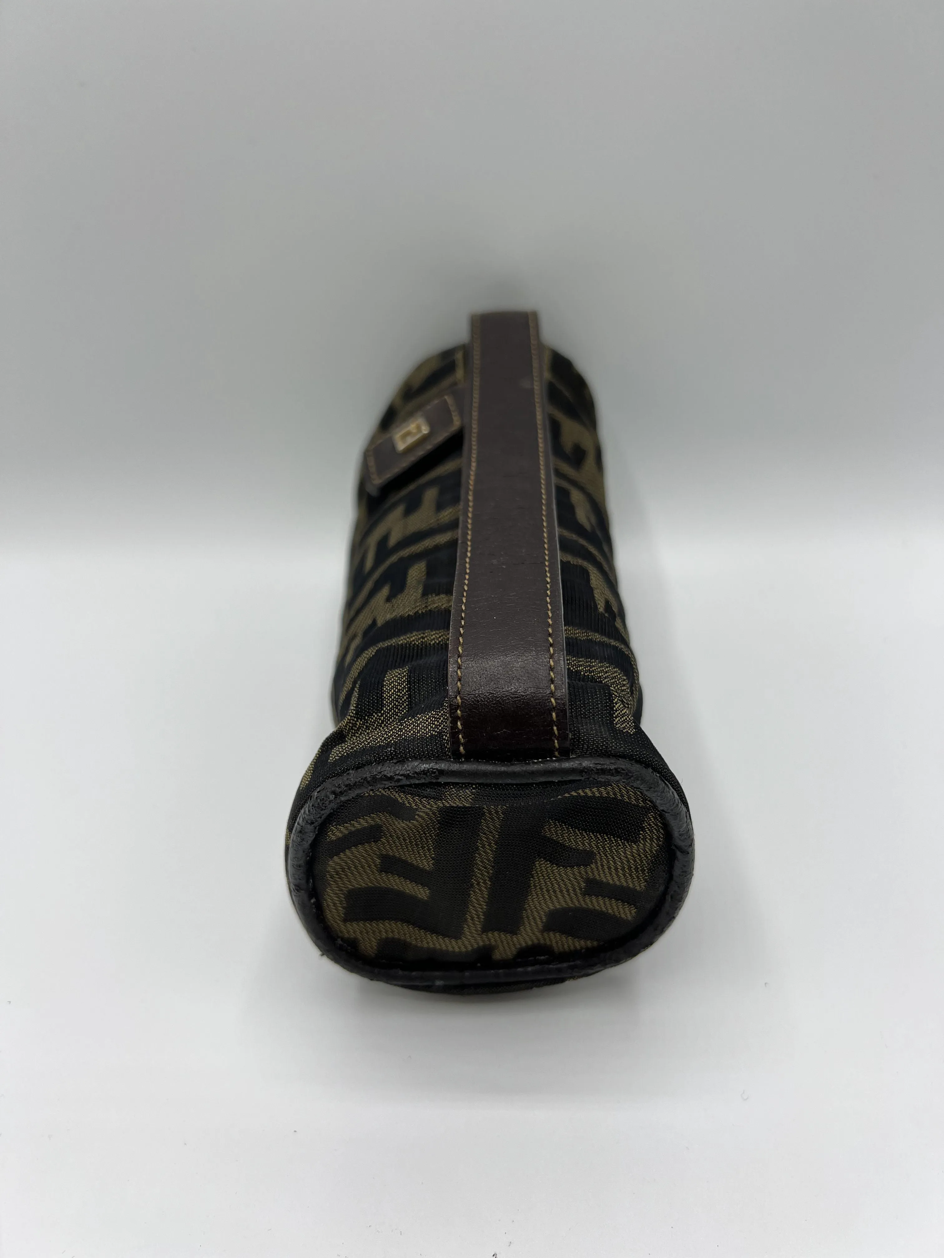 Fendi Bag Zucca Brown Canvas Cylinder Mini Vintage