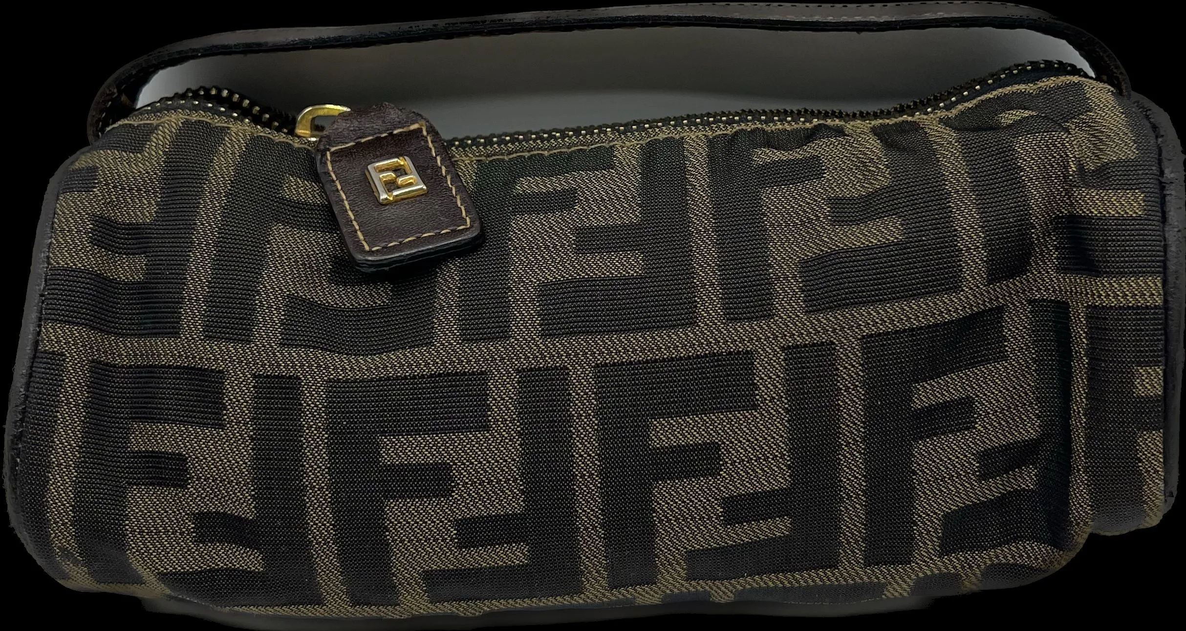 Fendi Bag Zucca Brown Canvas Cylinder Mini Vintage