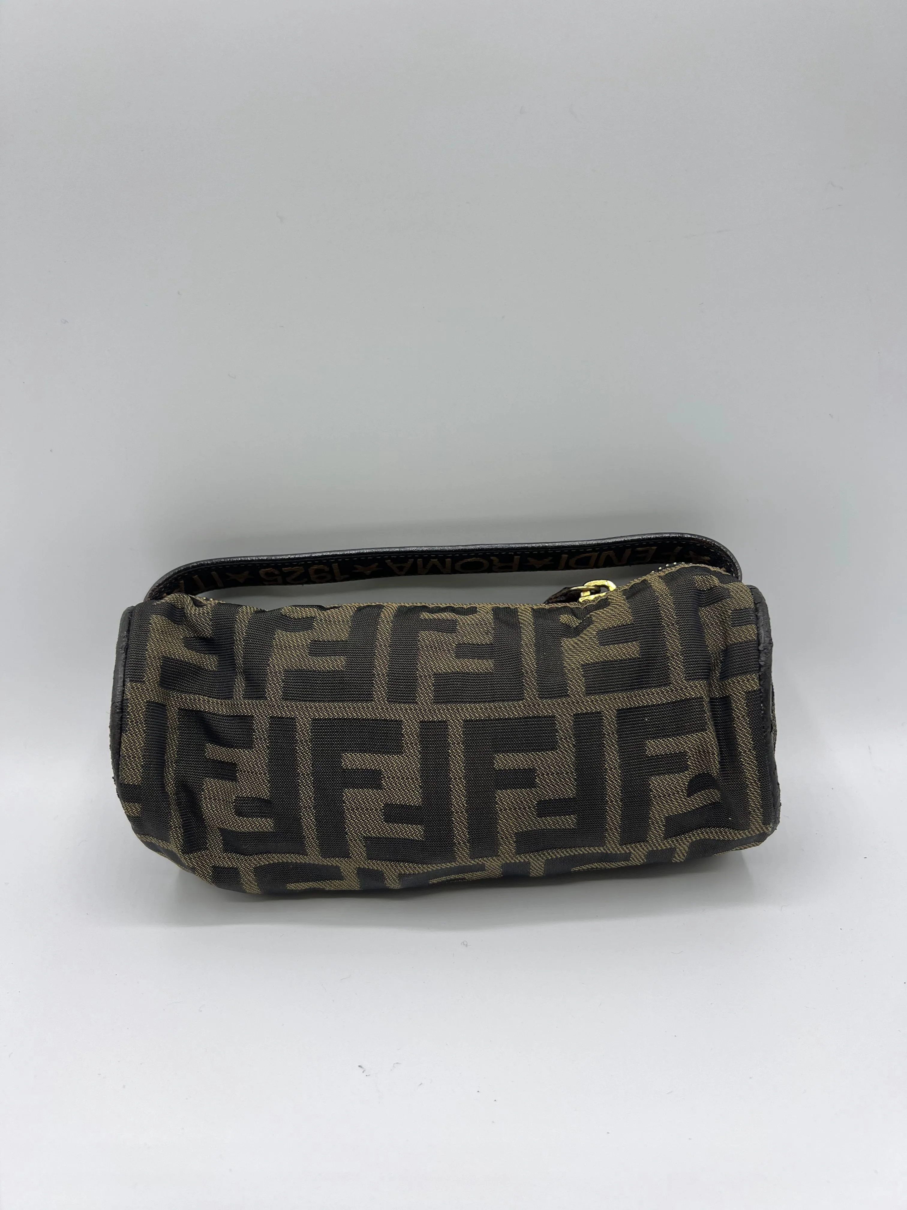 Fendi Bag Zucca Brown Canvas Cylinder Mini Vintage