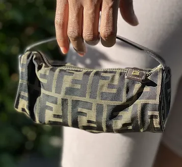 Fendi Bag Zucca Brown Canvas Cylinder Mini Vintage