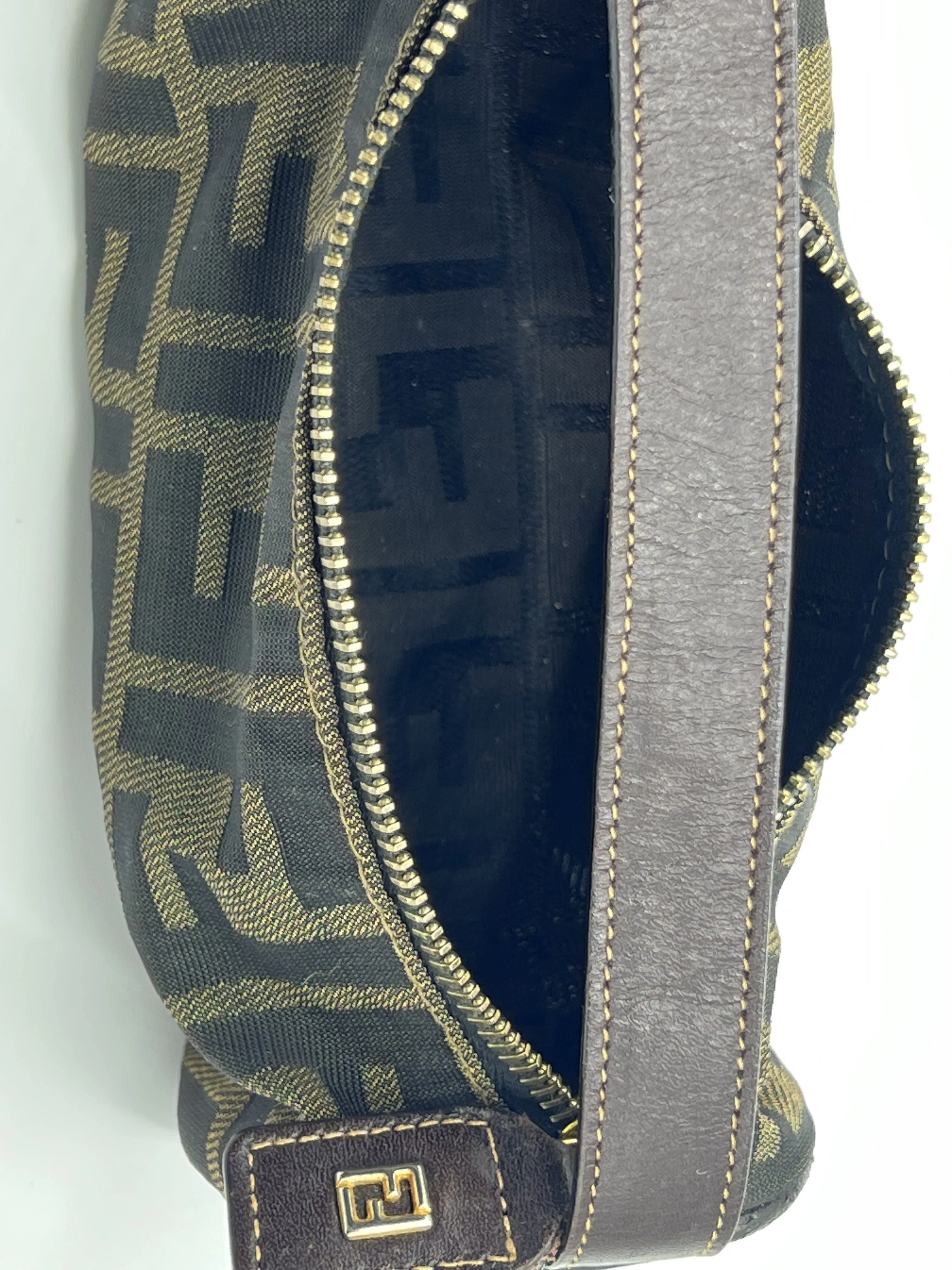 Fendi Bag Zucca Brown Canvas Cylinder Mini Vintage
