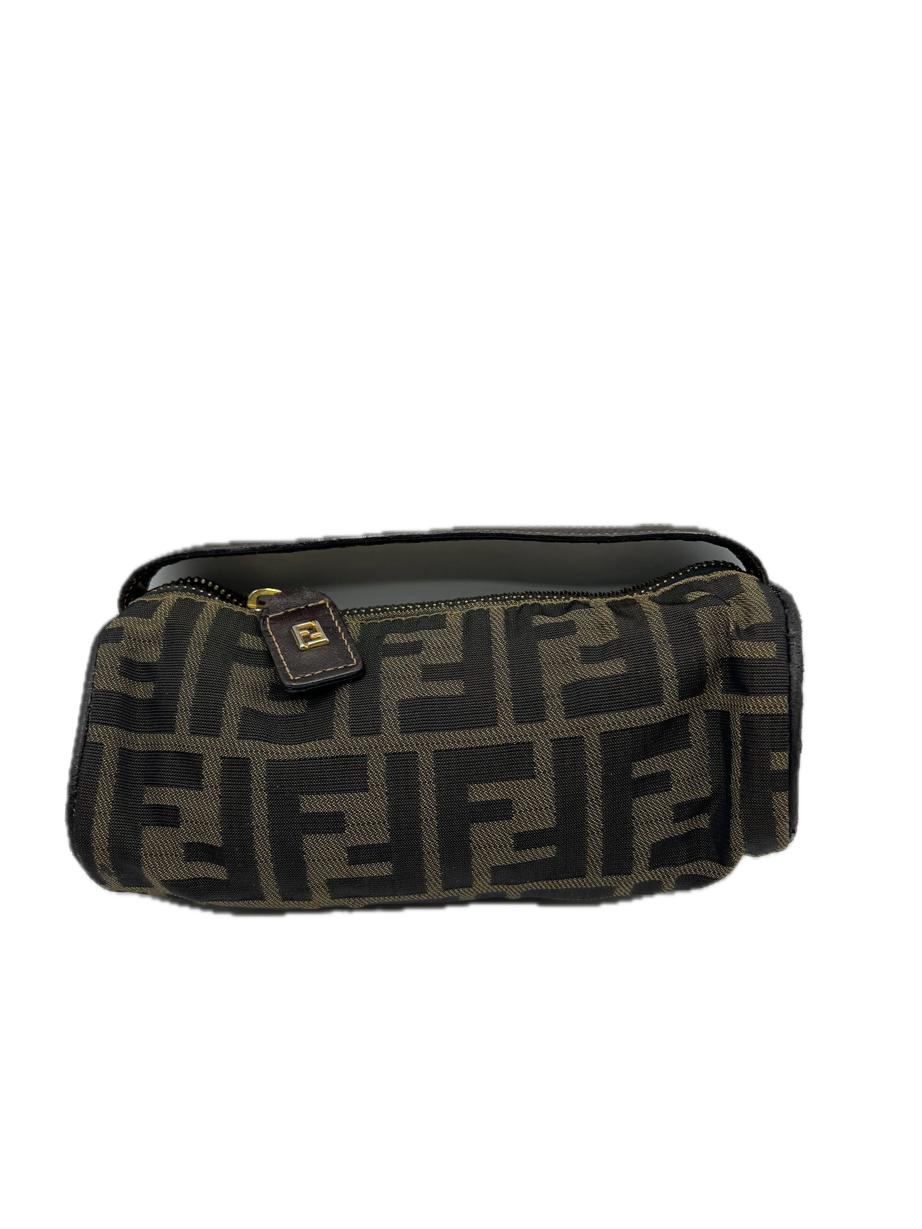 Fendi Bag Zucca Brown Canvas Cylinder Mini Vintage