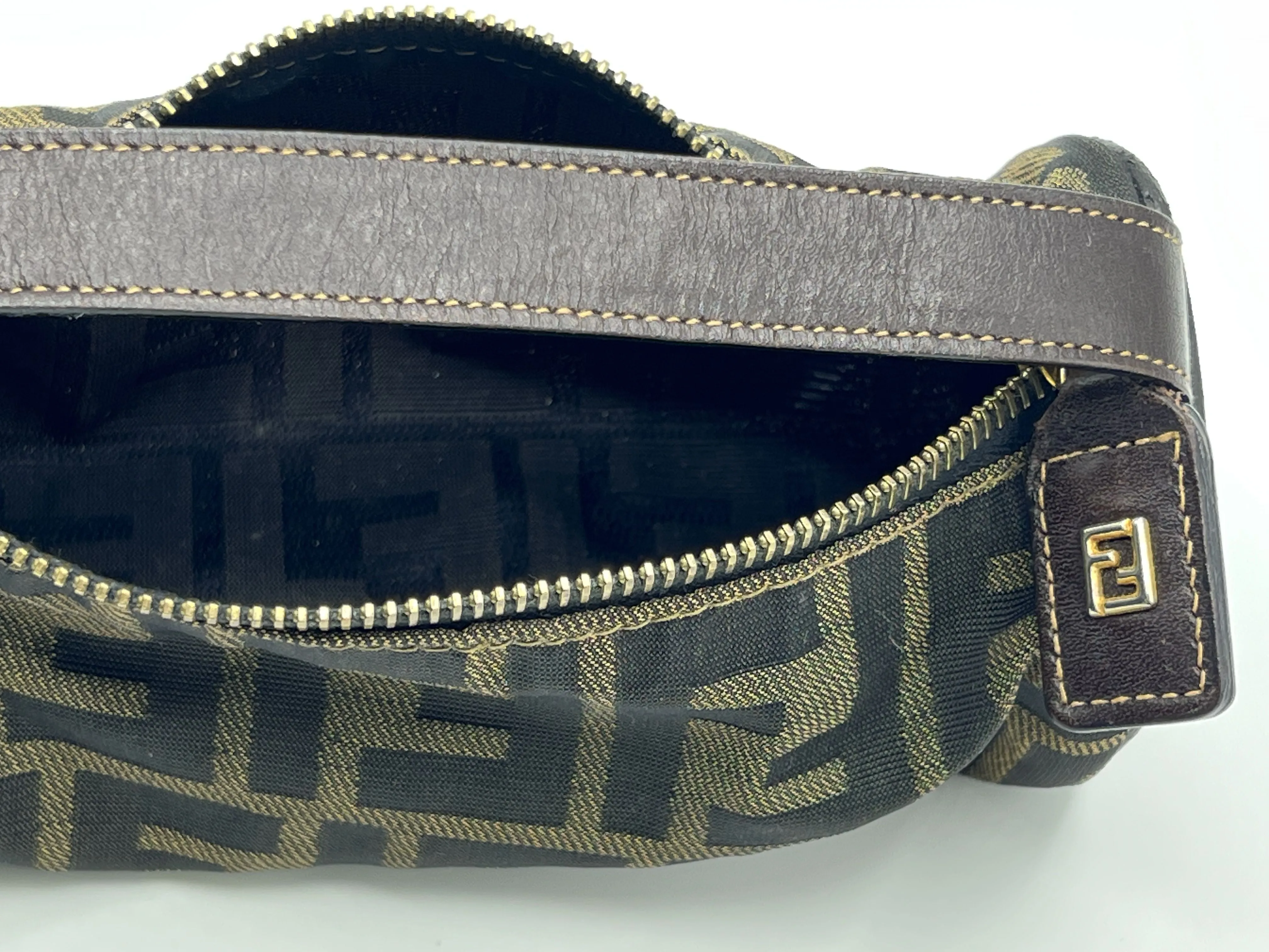 Fendi Bag Zucca Brown Canvas Cylinder Mini Vintage