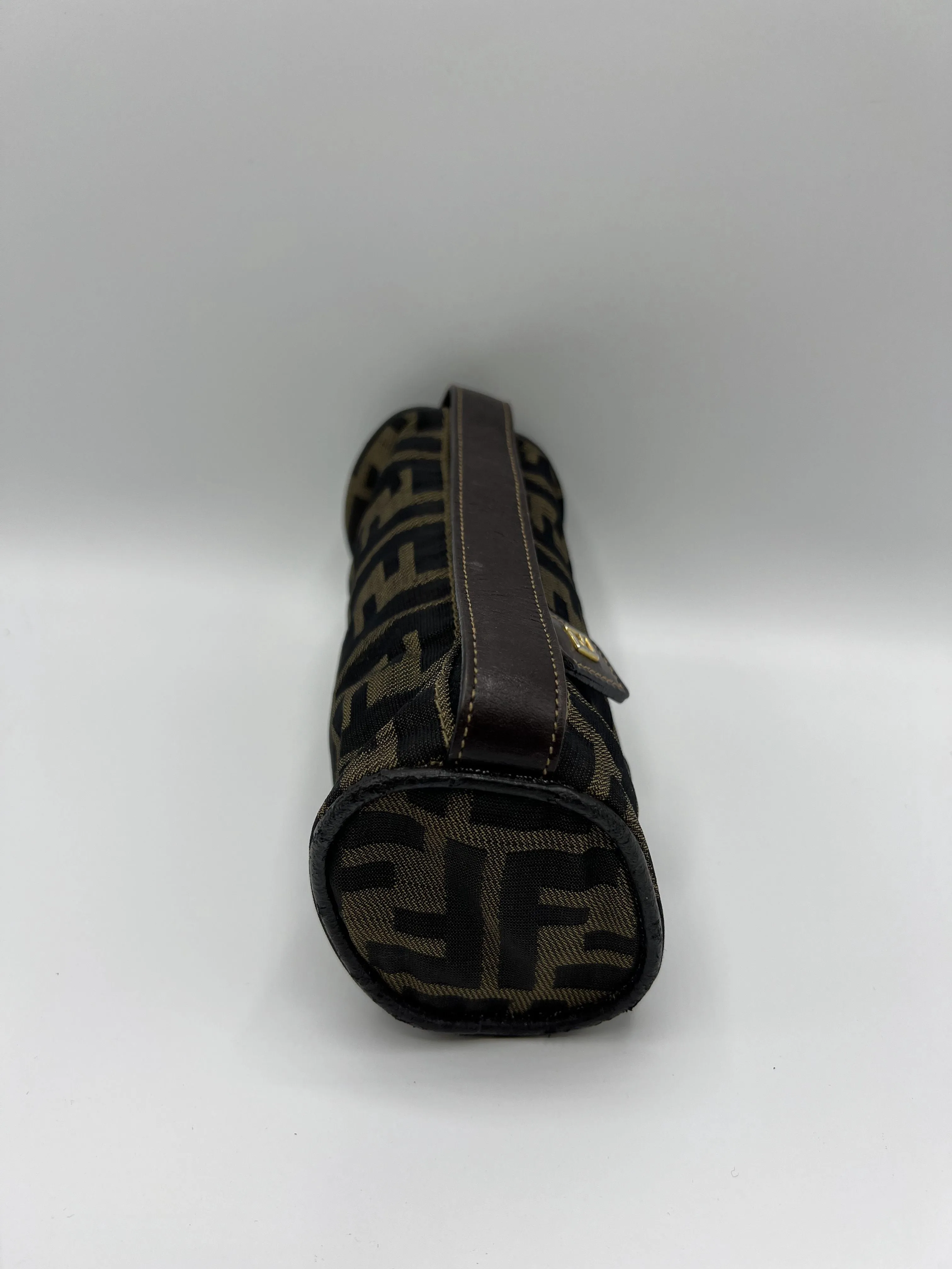 Fendi Bag Zucca Brown Canvas Cylinder Mini Vintage