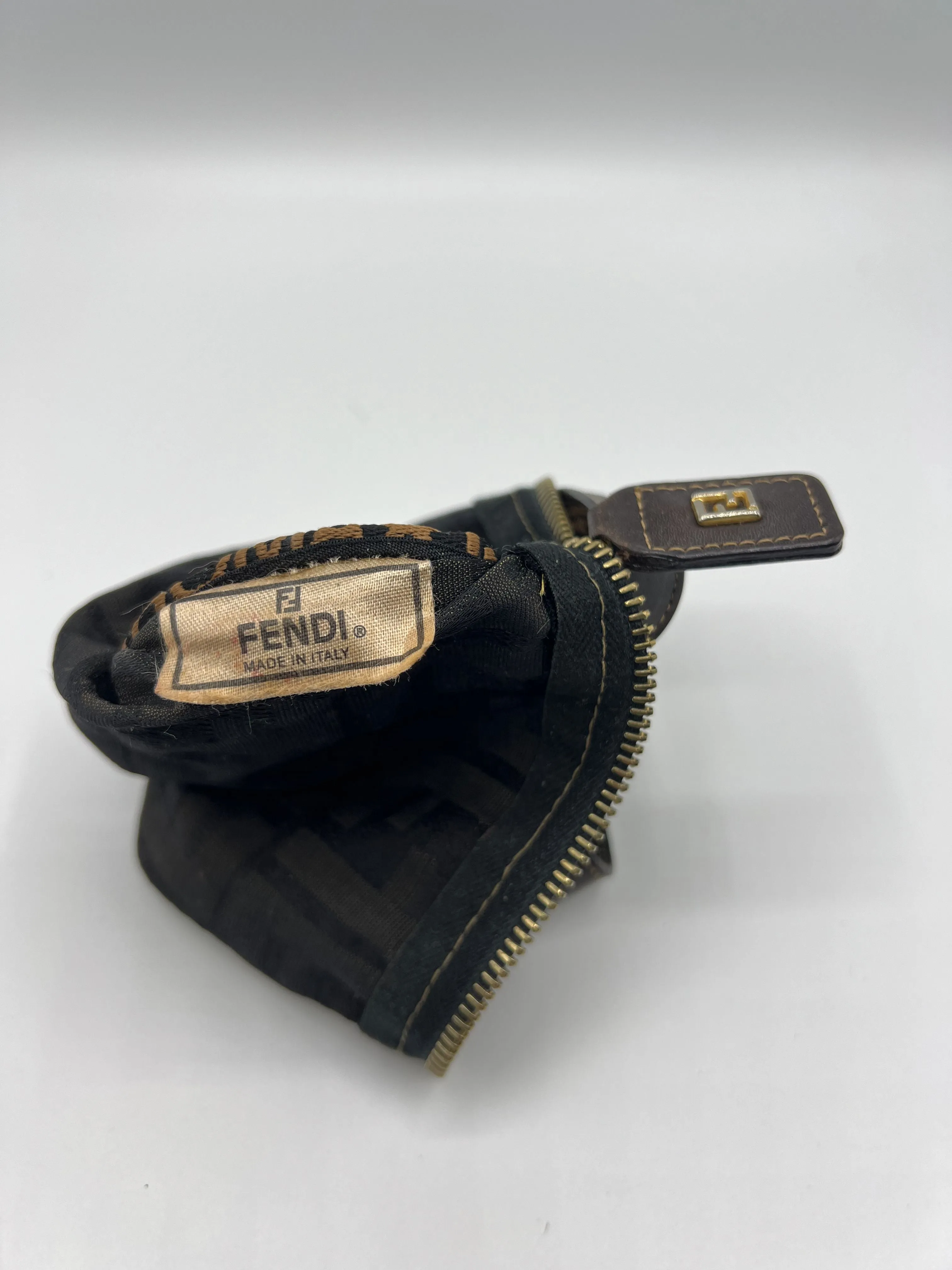 Fendi Bag Zucca Brown Canvas Cylinder Mini Vintage
