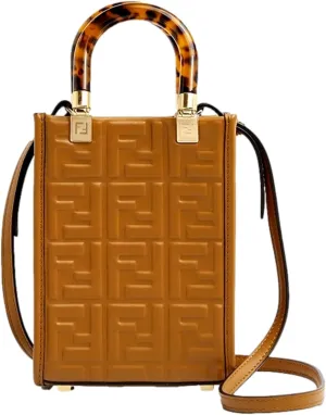 FENDI Sunshine Shopper Brown Tan Small Handbag Crossbody Bag