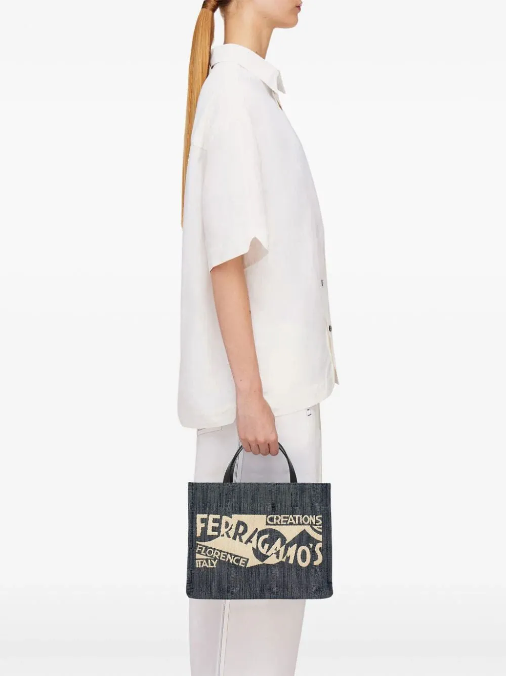 Ferragamo Mini Logo Printed Tote Handbag