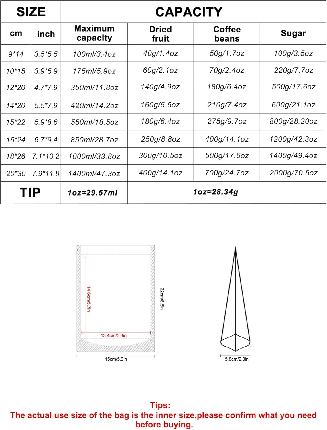FireKylin 100 PCS Stand Up Pouches,5.9" x 8.6" Kraft Bags With Window Clear Front Pouches Resealable Zip Lock Food Storage Brown