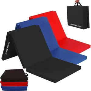 FITNESS MANIAC Black Folding Mat Panel Aerobics Exercise Tumbling Gym Easy Storage Gymnastics Mat Tri-Fold Mats Gym Pad Exercise Pading Ab Mats