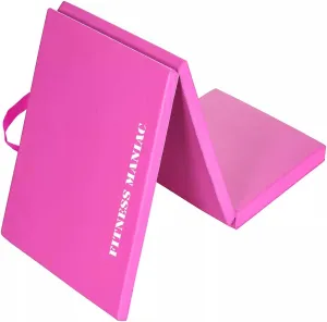 Fitness Maniac HIGH-DENSITY Firm Foam Folding Mat Thick Exercise Gymnastics Panel Gym Mats Non Slip with Carrying Handles Yoga Aerobics Workout Training
