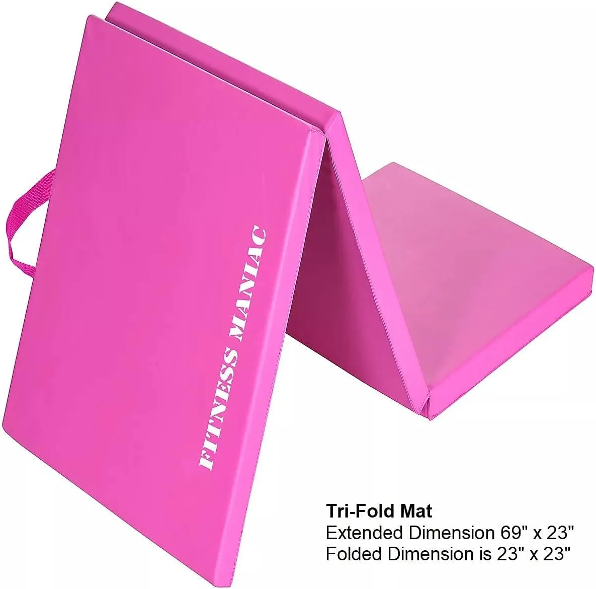 Fitness Maniac HIGH-DENSITY Firm Foam Folding Mat Thick Exercise Gymnastics Panel Gym Mats Non Slip with Carrying Handles Yoga Aerobics Workout Training