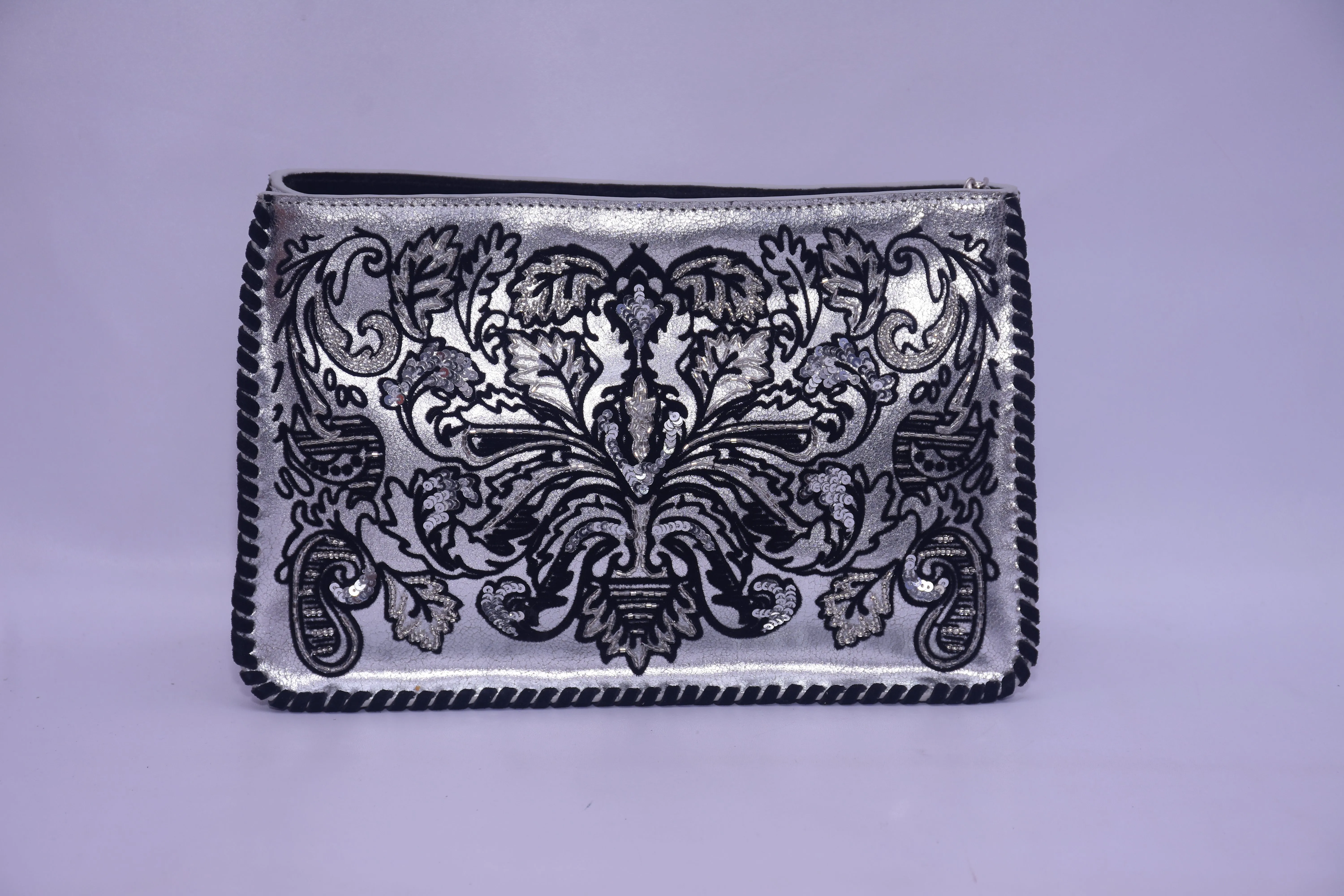 FLOCKED LEATHER BEADED X BODY