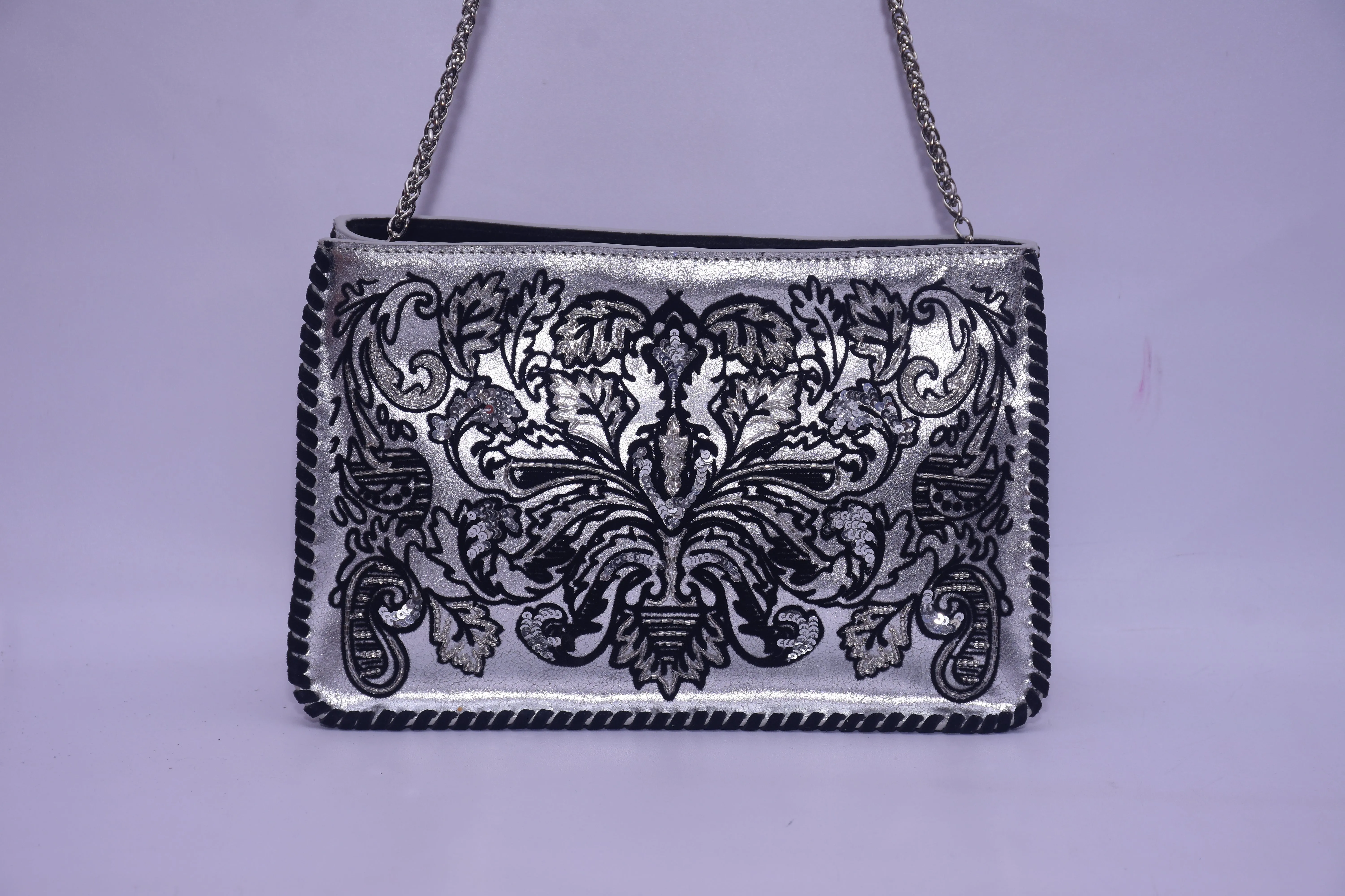 FLOCKED LEATHER BEADED X BODY