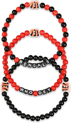 FOCO Cincinnati Bengals NFL (Pack of 3) Beaded Friendship Bracelet