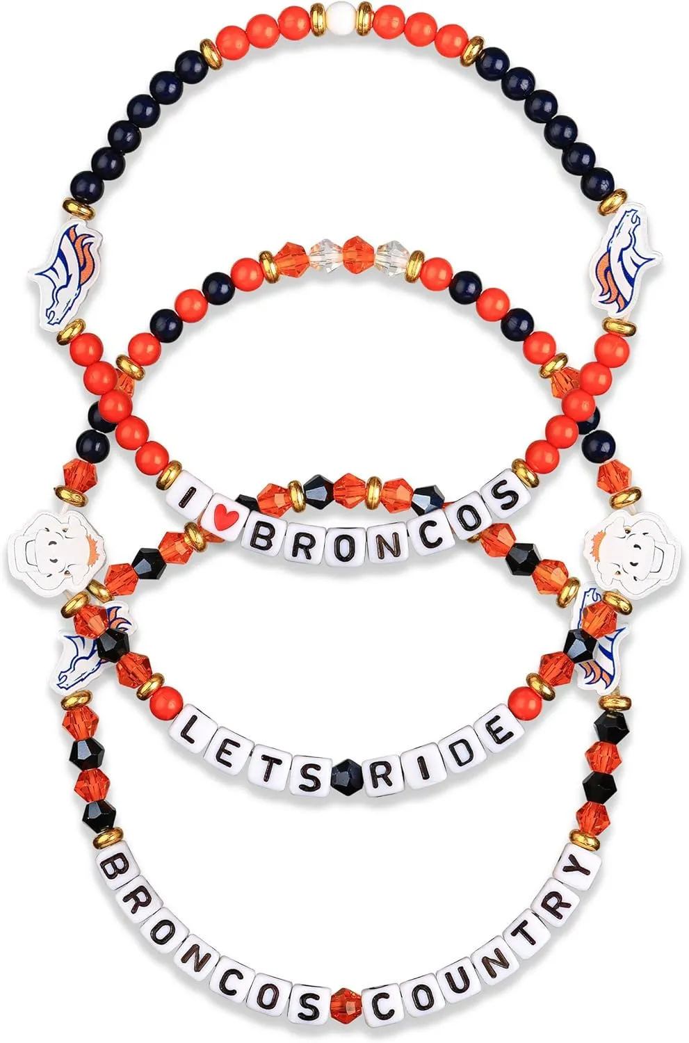 FOCO Denver Broncos NFL 3 Pack Team Friendship Bracelet
