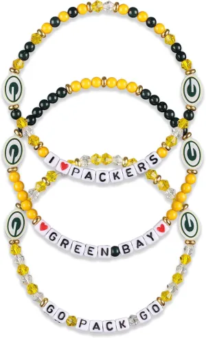 FOCO Green Bay Packers NFL 3 Pack Team Friendship Bracelet
