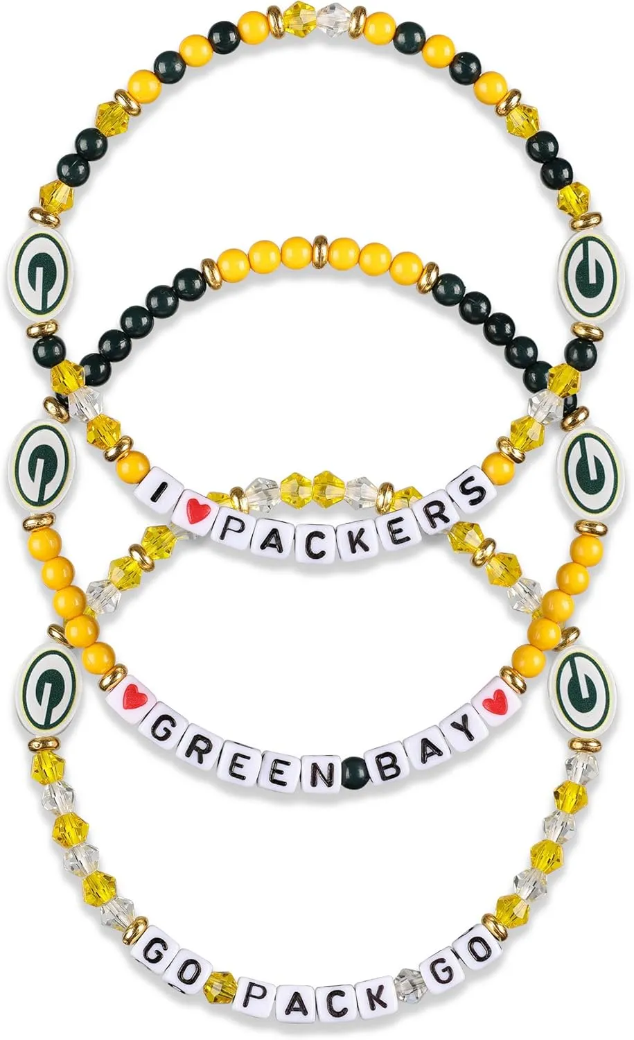 FOCO Green Bay Packers NFL 3 Pack Team Friendship Bracelet
