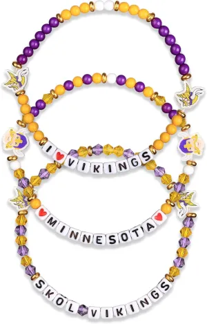 FOCO Minnesota Vikings NFL 3 Pack Team Friendship Bracelet