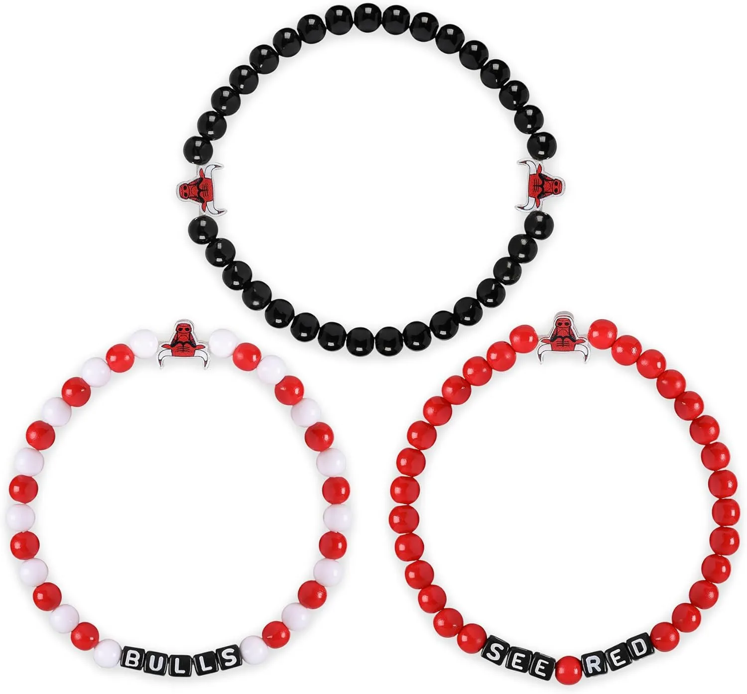 FOCO NBA Team Logo Officially Licensed 3-Pack Beaded Friendship Bracelets
