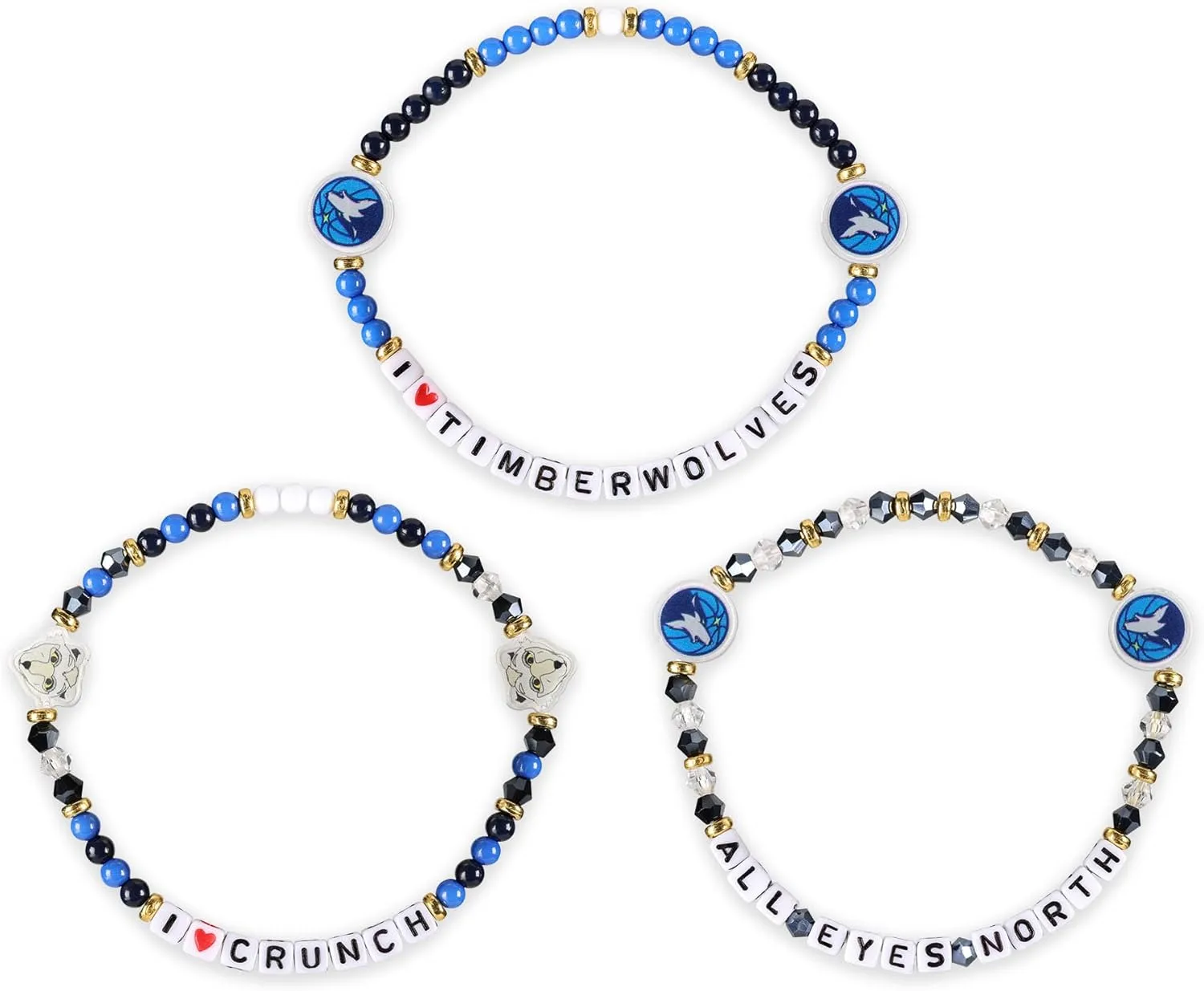 FOCO NBA unisex-adult NBA Team Logo Officially Licensed 3-Pack Beaded Friendship Bracelets