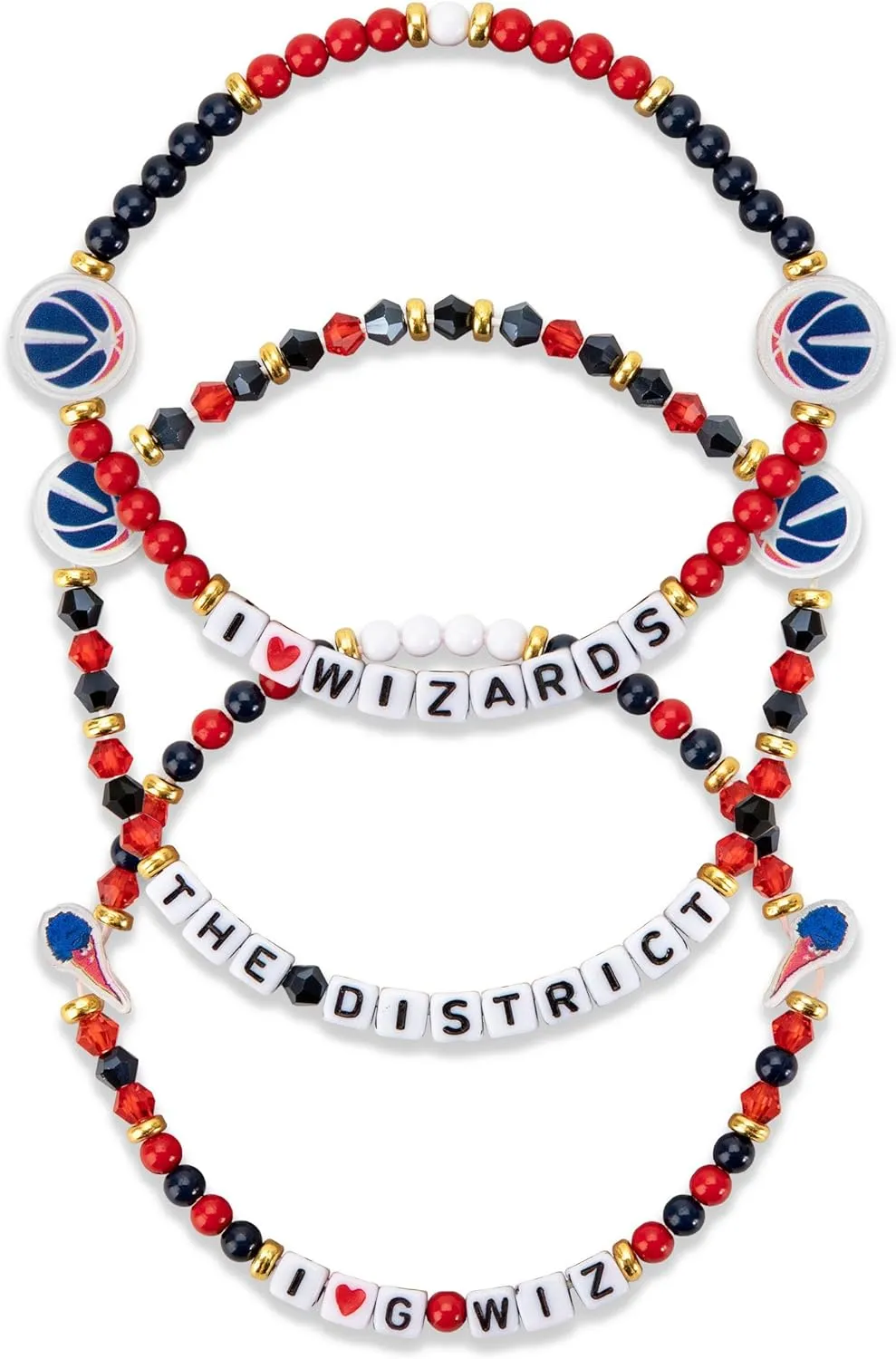 FOCO NBA unisex-adult NBA Team Logo Officially Licensed 3-Pack Beaded Friendship Bracelets