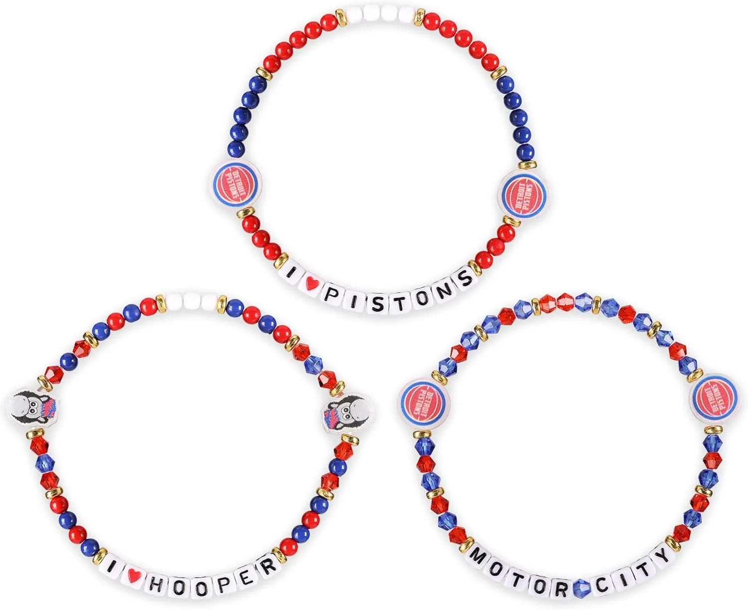 FOCO NBA unisex-adult NBA Team Logo Officially Licensed 3-Pack Beaded Friendship Bracelets