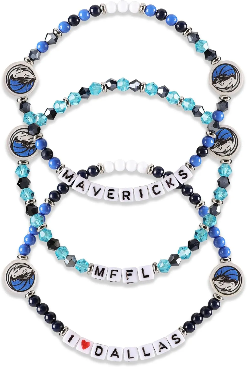 FOCO NBA unisex-adult NBA Team Logo Officially Licensed 3-Pack Beaded Friendship Bracelets