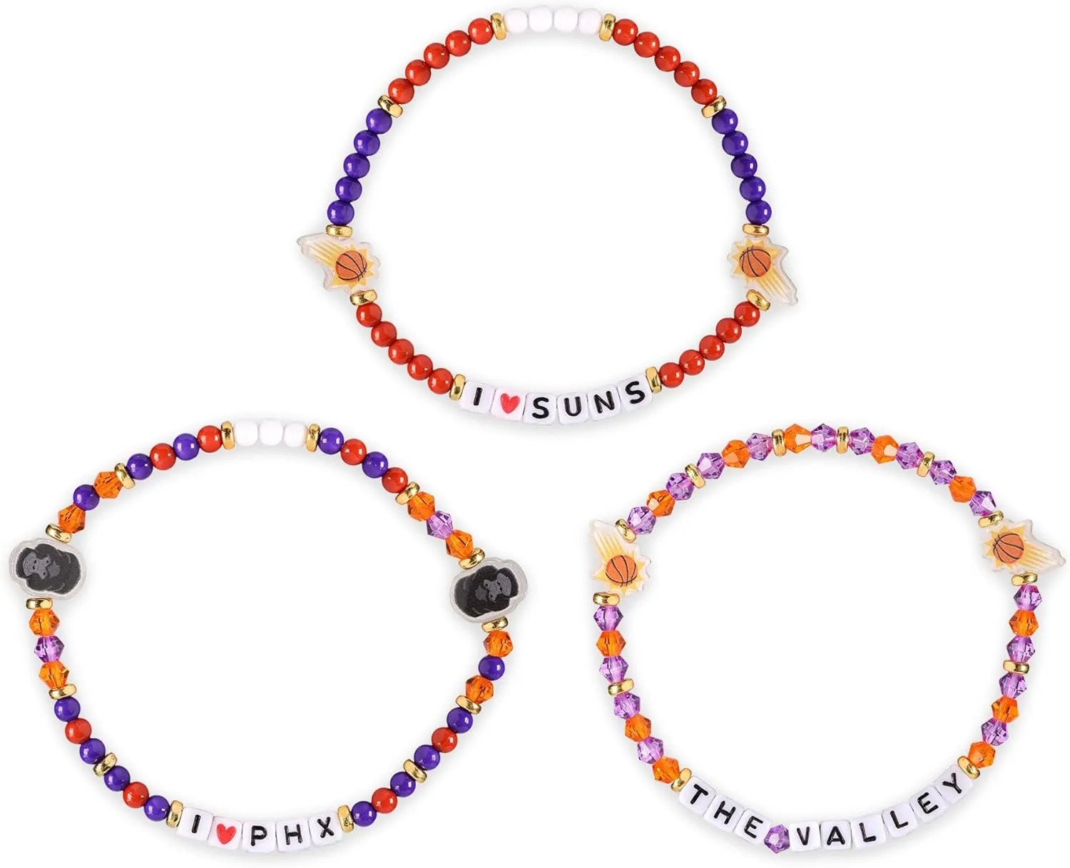 FOCO NBA unisex-adult NBA Team Logo Officially Licensed 3-Pack Beaded Friendship Bracelets