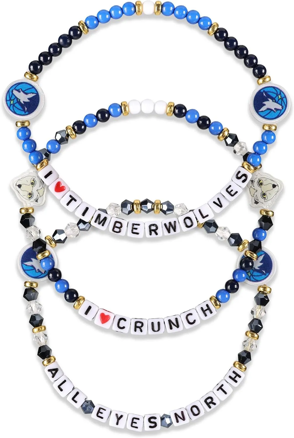 FOCO NBA unisex-adult NBA Team Logo Officially Licensed 3-Pack Beaded Friendship Bracelets