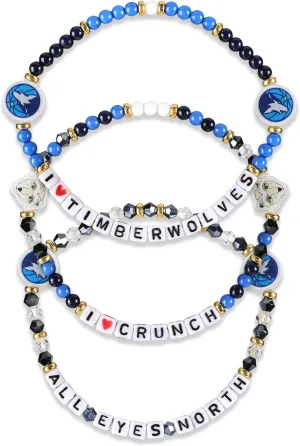 FOCO NBA unisex-adult NBA Team Logo Officially Licensed 3-Pack Beaded Friendship Bracelets