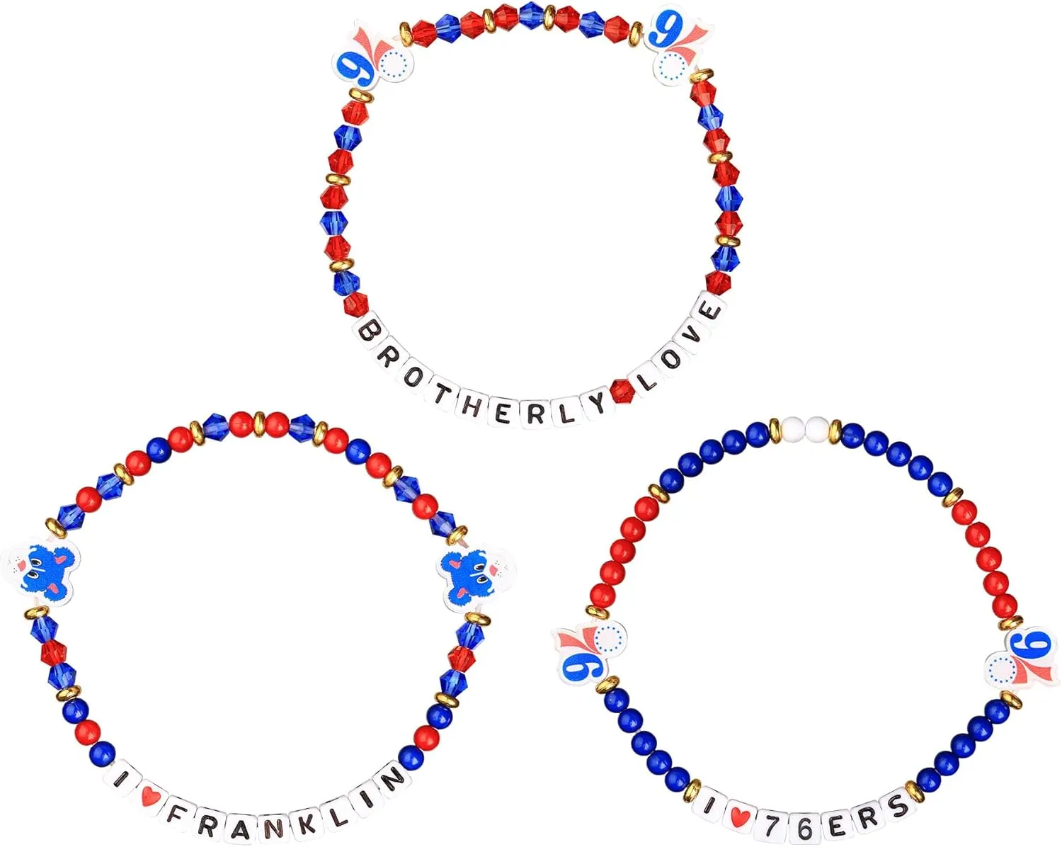 FOCO NBA unisex-adult NBA Team Logo Officially Licensed 3-Pack Beaded Friendship Bracelets