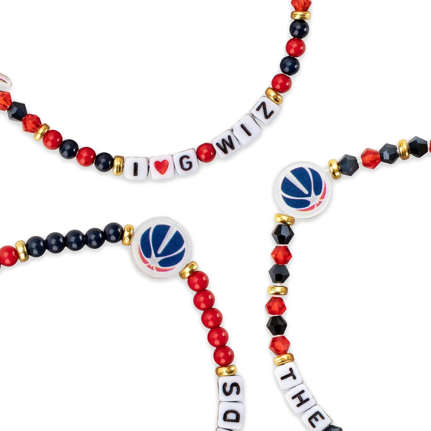 FOCO NBA unisex-adult NBA Team Logo Officially Licensed 3-Pack Beaded Friendship Bracelets