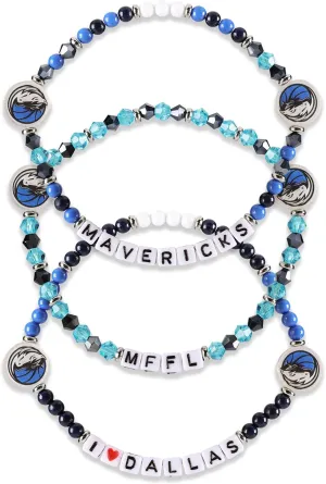 FOCO NBA unisex-adult NBA Team Logo Officially Licensed 3-Pack Beaded Friendship Bracelets