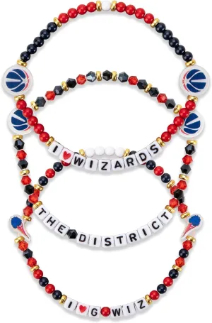 FOCO NBA unisex-adult NBA Team Logo Officially Licensed 3-Pack Beaded Friendship Bracelets