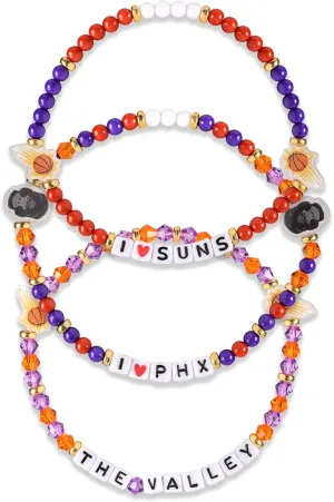FOCO NBA unisex-adult NBA Team Logo Officially Licensed 3-Pack Beaded Friendship Bracelets