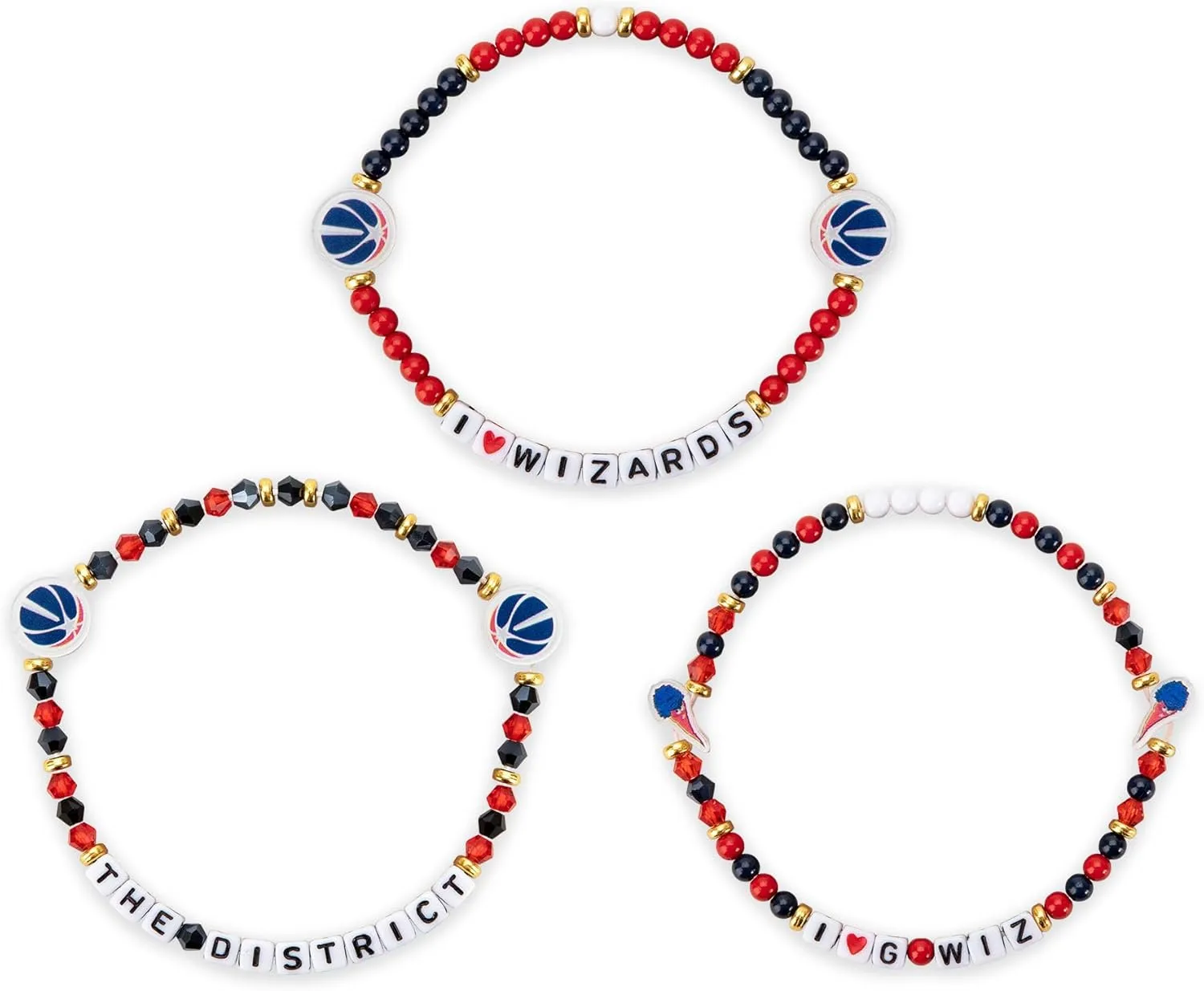 FOCO NBA unisex-adult NBA Team Logo Officially Licensed 3-Pack Beaded Friendship Bracelets