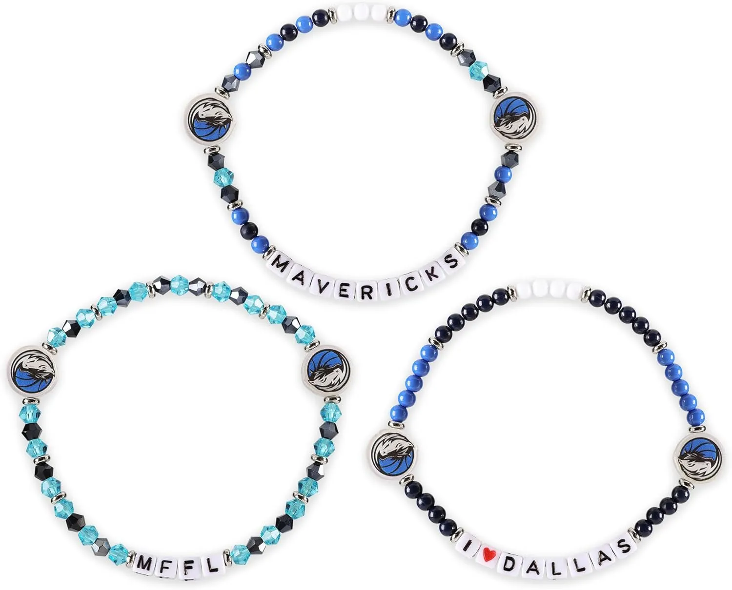 FOCO NBA unisex-adult NBA Team Logo Officially Licensed 3-Pack Beaded Friendship Bracelets