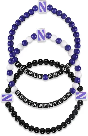 FOCO NCAA unisex-adult NCAA College Team Logo Officially Licensed 3-Pack Beaded Friendship Bracelets