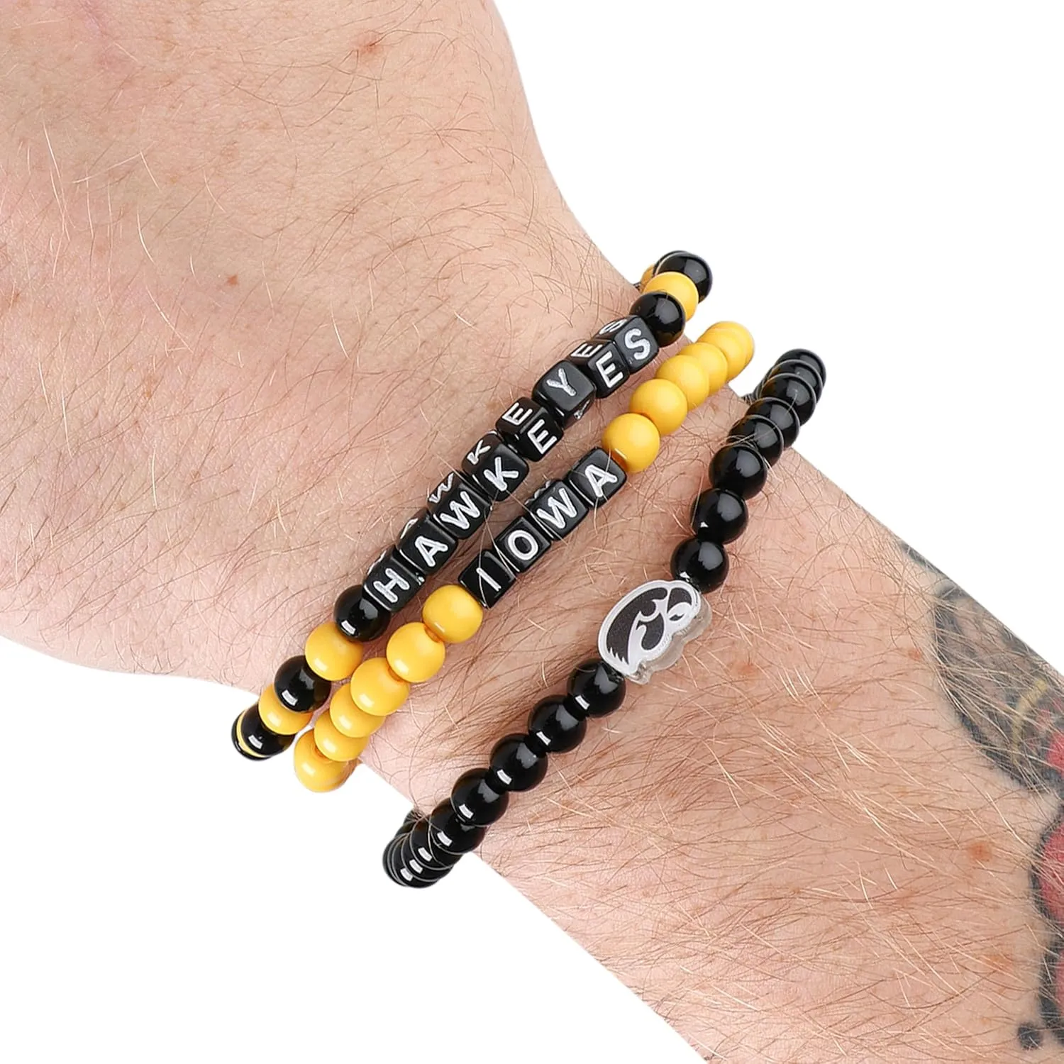 FOCO NCAA unisex-adult NCAA College Team Logo Officially Licensed 3-Pack Beaded Friendship Bracelets