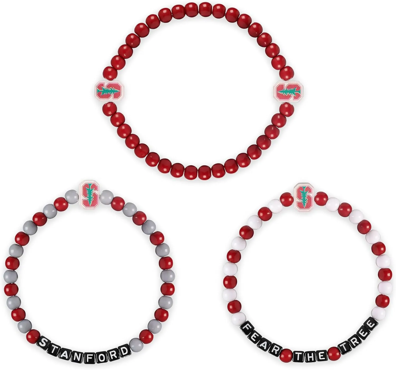 FOCO NCAA unisex-adult NCAA College Team Logo Officially Licensed 3-Pack Beaded Friendship Bracelets