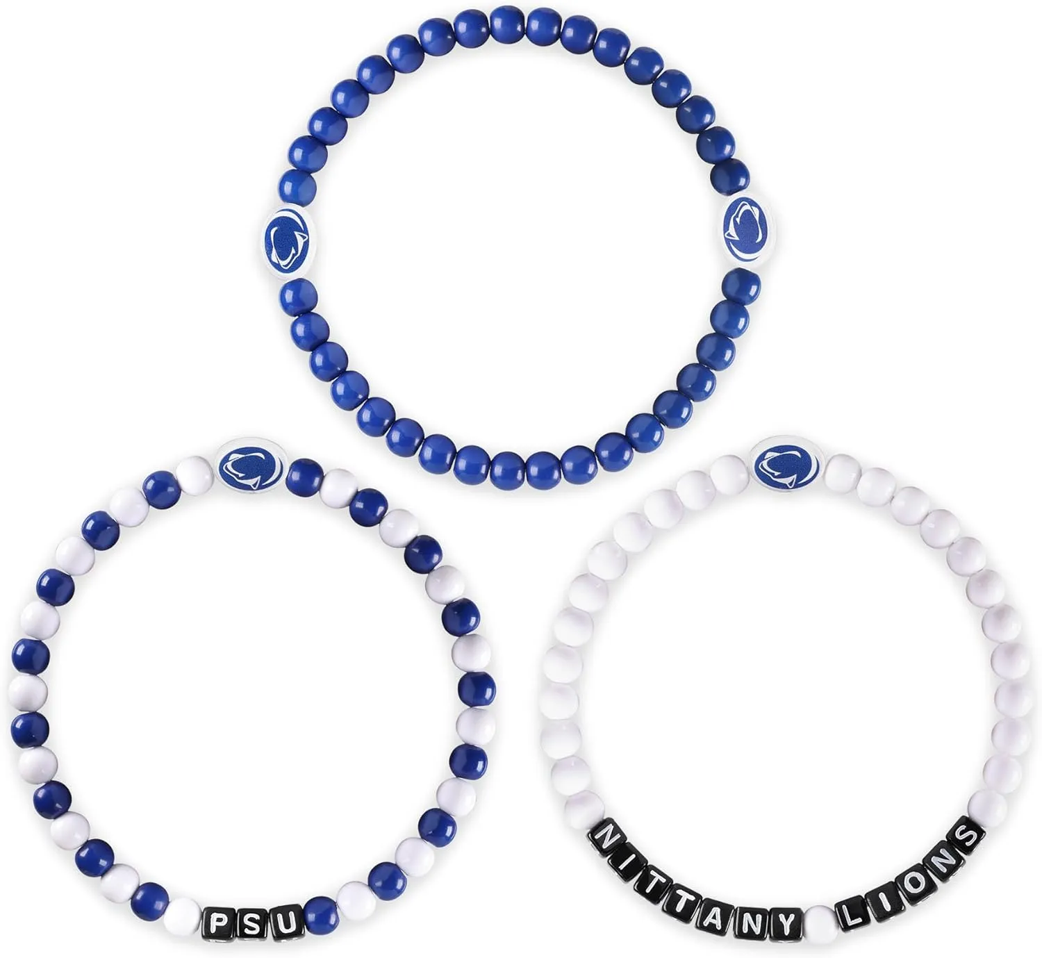 FOCO NCAA unisex-adult NCAA College Team Logo Officially Licensed 3-Pack Beaded Friendship Bracelets