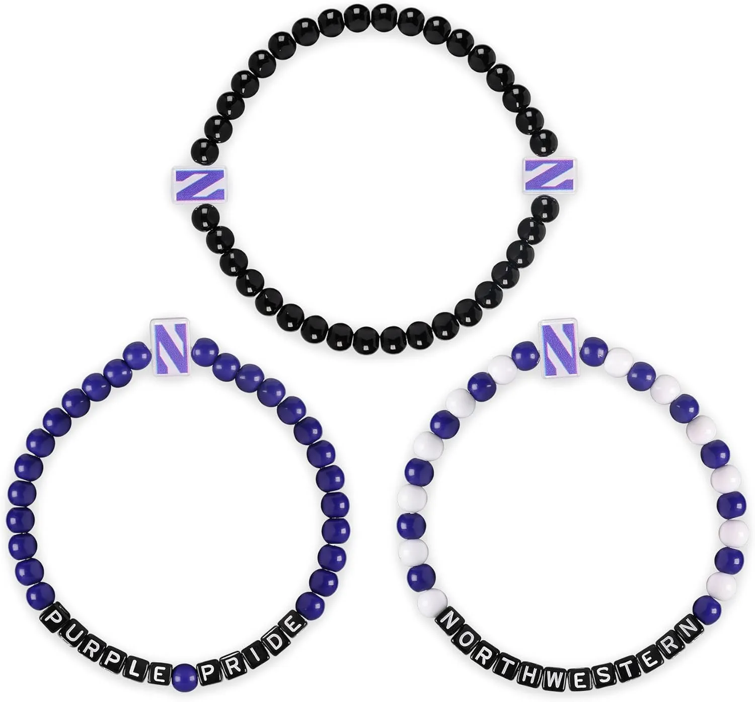 FOCO NCAA unisex-adult NCAA College Team Logo Officially Licensed 3-Pack Beaded Friendship Bracelets