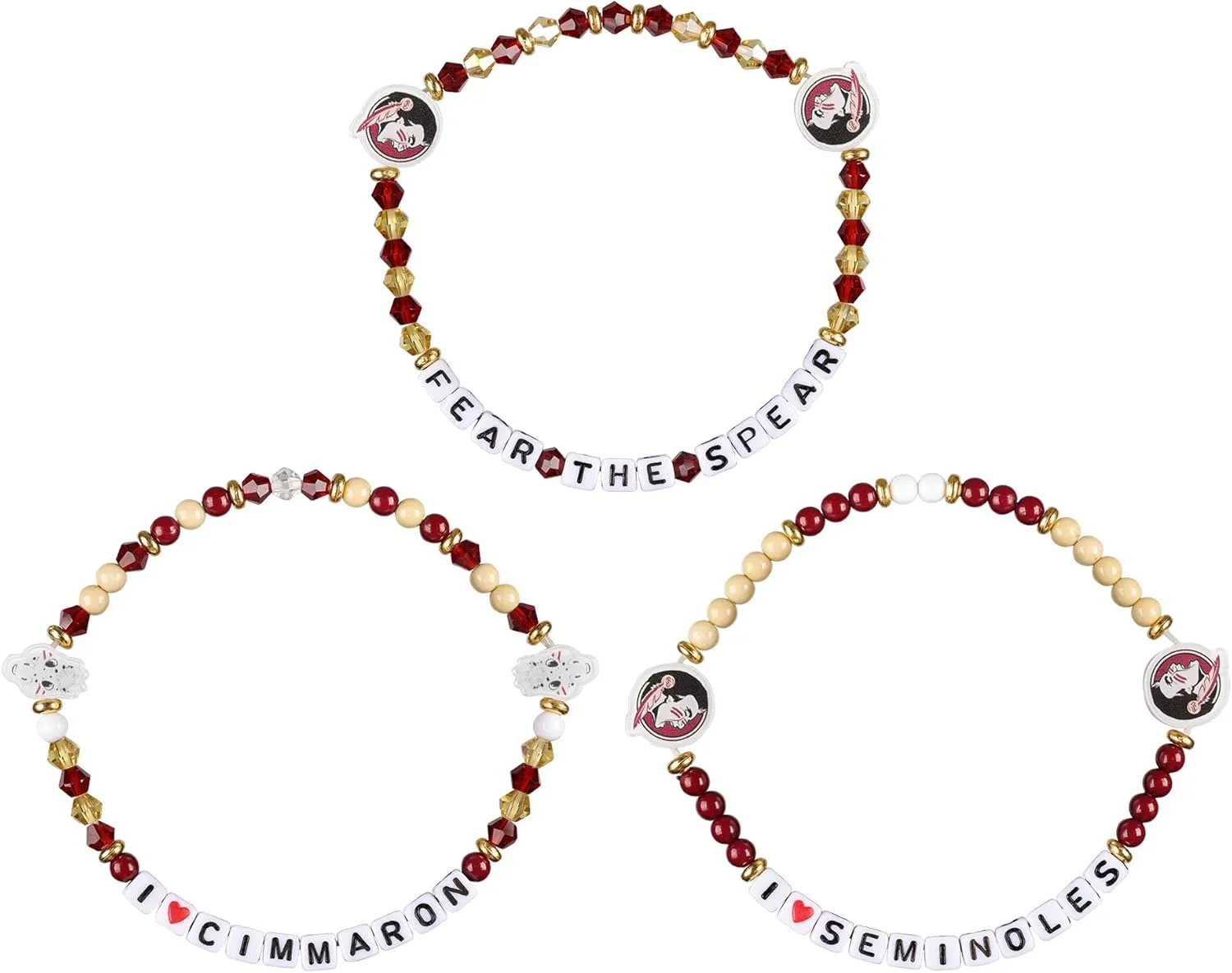 FOCO NCAA unisex-adult NCAA College Team Logo Officially Licensed 3-Pack Beaded Friendship Bracelets