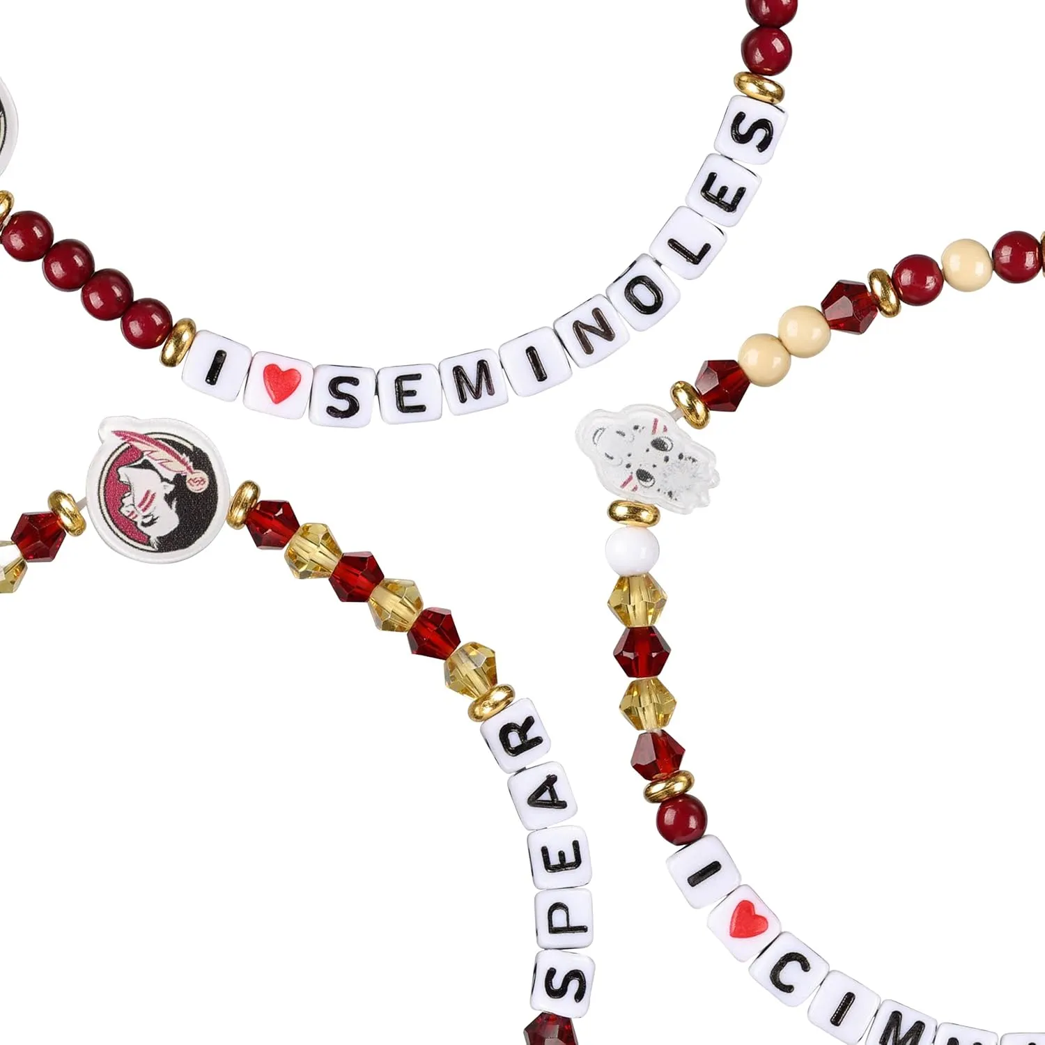 FOCO NCAA unisex-adult NCAA College Team Logo Officially Licensed 3-Pack Beaded Friendship Bracelets