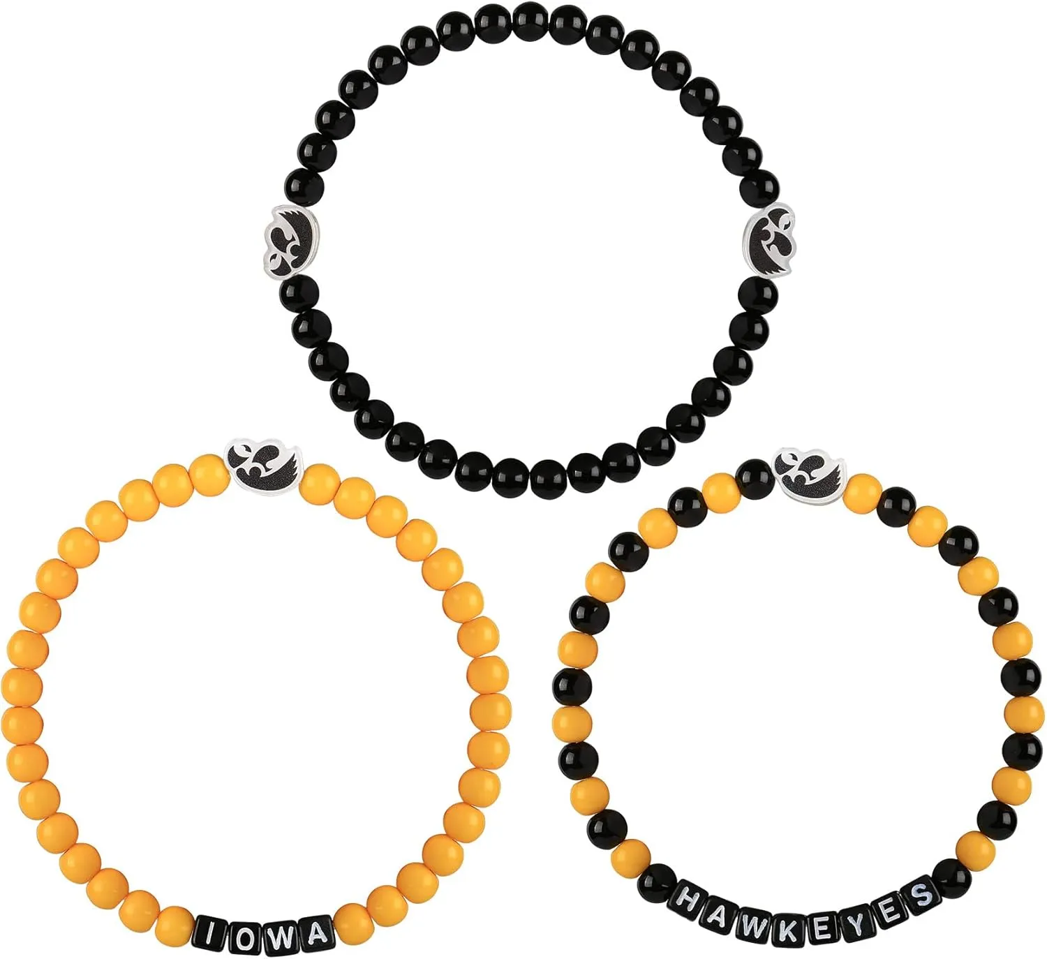 FOCO NCAA unisex-adult NCAA College Team Logo Officially Licensed 3-Pack Beaded Friendship Bracelets